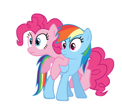 Size: 600x523 | Tagged: safe, artist:keeveew, derpibooru import, pinkie pie, rainbow dash, earth pony, pegasus, pony, simple background, transparent background, vector