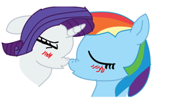 Size: 1504x864 | Tagged: safe, rainbow dash, rarity, pegasus, pony, unicorn, blushing, boop, eyes closed, female, imminent kissing, lesbian, noseboop, raridash, shipping