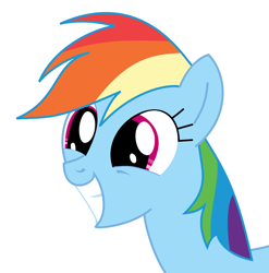 Size: 770x780 | Tagged: safe, artist:iloverainbowdashie, rainbow dash, pegasus, pony, cute, dashabetes, female, grin, mare, simple background, smiling, solo, squee, teeth, vector, white background