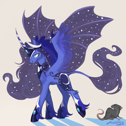 Size: 2000x2000 | Tagged: safe, artist:creeate97, princess luna, alicorn, pony, alternate design, bat wings, solo, wings