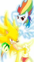 Size: 1000x1800 | Tagged: safe, artist:theroyalprincesses, derpibooru import, rainbow dash, pegasus, pony, crossover, sega, sonic the hedgehog, sonic the hedgehog (series), super rainbow dash, super sonic