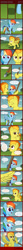 Size: 272x2931 | Tagged: safe, artist:flufflelord, derpibooru import, rainbow dash, spitfire, pegasus, pony, comic:equestria royale, action pose, battle royale, comic, grass, lens flare, sky, spear, spread wings, weapon, wing hold