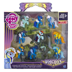 Size: 750x750 | Tagged: safe, derpibooru import, fire streak, fleetfoot, high winds, lightning streak, misty fly, rainbow dash, silver lining, silver zoom, soarin', spitfire, thunderlane, wave chill, pony, blind bag, icy mist, irl, official, photo, stock photo, target exclusive, toy, wonderbolts