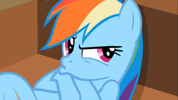 Size: 1366x768 | Tagged: safe, screencap, rainbow dash, pegasus, pony, the mysterious mare do well, duckface, grumpy, pouting, solo