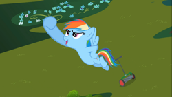 Size: 1366x768 | Tagged: safe, screencap, rainbow dash, pegasus, pony, the mysterious mare do well, flying, solo