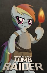 Size: 719x1112 | Tagged: safe, artist:drawponies, rainbow dash, pegasus, pony, crossover, parody, poster, solo, tomb raider