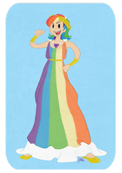 Size: 905x1280 | Tagged: safe, artist:artbydana, rainbow dash, human, clothes, dress, gala dress, humanized, light skin, solo