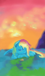 Size: 420x700 | Tagged: safe, artist:sorenhero, rainbow dash, pegasus, pony, grass, sleeping, solo