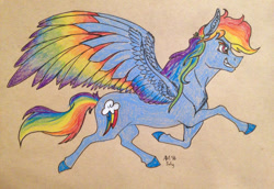 Size: 1280x879 | Tagged: safe, artist:ambergerr, derpibooru import, rainbow dash, pegasus, pony, solo, traditional art