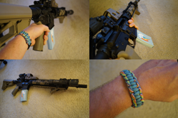 Size: 1024x681 | Tagged: safe, rainbow dash, ar15, bracelet, cutie mark, eotech, gun, holographic sight, irl, jewelry, magazine, magpul, my little arsenal, paracord, photo, picatinny rail, ponified, rifle, weapon