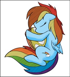 Size: 599x667 | Tagged: safe, artist:wieczornykac, derpibooru import, rainbow dash, pegasus, pony, eyes closed, fetal position, sleeping, solo