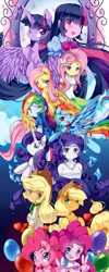 Size: 1701x4252 | Tagged: safe, artist:loyaldis, derpibooru import, applejack, fluttershy, pinkie pie, rainbow dash, rarity, twilight sparkle, twilight sparkle (alicorn), alicorn, equestria girls, cute, human ponidox, mane six, twolight