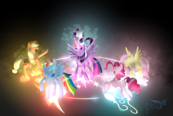 Size: 1280x860 | Tagged: safe, artist:jisuppe, derpibooru import, applejack, fluttershy, pinkie pie, rainbow dash, rarity, twilight sparkle, twilight sparkle (alicorn), alicorn, earth pony, pegasus, pony, unicorn, mane six, solo