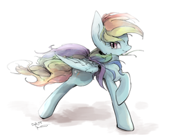 Size: 2000x1582 | Tagged: safe, artist:kuzumori, derpibooru import, rainbow dash, pegasus, pony, pixiv, solo