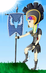 Size: 1613x2575 | Tagged: safe, artist:spaceraccoon, commander hurricane, rainbow dash, human, humanized, light skin, solo