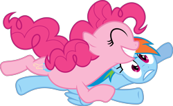 Size: 6277x3863 | Tagged: safe, artist:flutterguy317, derpibooru import, pinkie pie, rainbow dash, earth pony, pegasus, pony, the cutie mark chronicles, absurd resolution, female, glomp, lesbian, pinkiedash, shipping, simple background, transparent background, vector