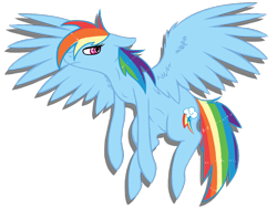 Size: 830x628 | Tagged: safe, artist:xxinfamouswormxx, derpibooru import, rainbow dash, pegasus, pony, annoyed, flying, solo