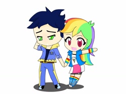 Size: 1024x768 | Tagged: safe, artist:dashie112, rainbow dash, soarin', equestria girls, chibi, female, humanized, light skin, male, shipping, soarindash, straight