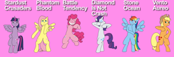 Size: 6000x2000 | Tagged: safe, artist:kingofboars, derpibooru import, applejack, fluttershy, rainbow dash, rarity, twilight sparkle, twilight sparkle (alicorn), alicorn, earth pony, pegasus, pony, unicorn, jojo pose, jojo's bizarre adventure, mane six