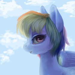 Size: 1280x1280 | Tagged: safe, artist:aphphphphp, derpibooru import, rainbow dash, pegasus, pony, female, mare, simple background, solo