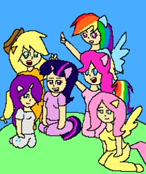 Size: 604x716 | Tagged: safe, artist:everyponys favorite, derpibooru import, applejack, fluttershy, pinkie pie, rainbow dash, rarity, twilight sparkle, human, eared humanization, horned humanization, humanized, mane six, tailed humanization, winged humanization