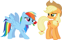 Size: 11570x7603 | Tagged: safe, artist:daydreamsyndrom, derpibooru import, applejack, rainbow dash, earth pony, pegasus, pony, absurd resolution, appledash, female, lesbian, rose, shipping, simple background, transparent background, vector