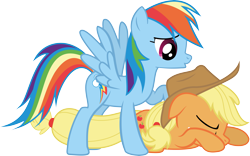 Size: 5395x3369 | Tagged: safe, artist:waranto, derpibooru import, applejack, rainbow dash, earth pony, pegasus, pony, simple background, transparent background, vector