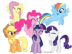 Size: 1600x1200 | Tagged: safe, artist:celestialess, derpibooru import, applejack, fluttershy, pinkie pie, rainbow dash, rarity, twilight sparkle, earth pony, pegasus, pony, unicorn, mane six, simple background, transparent background, vector