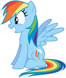 Size: 1024x1210 | Tagged: safe, artist:discorded, rainbow dash, pegasus, pony, .ai available, cute, dashabetes, grin, show accurate, simple background, sitting, smiling, solo, spread wings, squee, transparent background, vector, wide eyes