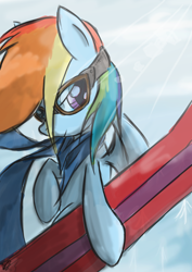 Size: 1240x1748 | Tagged: safe, artist:mrasianhappydude, rainbow dash, pegasus, pony, clothes, goggles, scarf, snowboard, solo