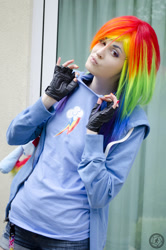 Size: 1272x1920 | Tagged: safe, artist:mugggy, rainbow dash, human, cosplay, irl, irl human, photo, solo