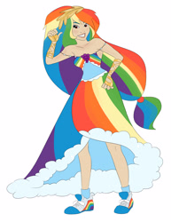 Size: 2975x3850 | Tagged: safe, artist:satohai, rainbow dash, human, clothes, dress, gala dress, humanized, light skin, solo