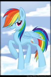 Size: 1000x1500 | Tagged: safe, artist:spongewika, artist:xlilacnialldoex, derpibooru import, rainbow dash, pegasus, pony, solo