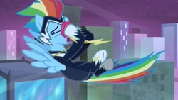 Size: 1920x1080 | Tagged: safe, rainbow dash, zapp, pegasus, pony, power ponies (episode), power ponies, solo