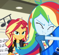 Size: 608x571 | Tagged: safe, derpibooru import, rainbow dash, sunset shimmer, equestria girls, bedroom eyes, cropped