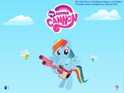 Size: 960x720 | Tagged: safe, derpibooru import, screencap, rainbow dash, parasprite, pegasus, pony, cannon, flash game, game