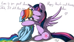 Size: 1000x563 | Tagged: safe, artist:geneticanomaly, rainbow dash, twilight sparkle, twilight sparkle (alicorn), alicorn, pegasus, pony, ask-twi, female, hearts and hooves day, kissing, lesbian, mare, shipping, tumblr, twidash