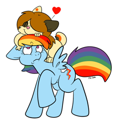 Size: 700x749 | Tagged: safe, artist:technicolor pie, rainbow dash, oc, pegasus, pony, heart, non-mlp oc