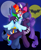 Size: 1900x2338 | Tagged: safe, artist:blackbewhite2k7, derpibooru import, rainbow dash, rarity, pegasus, pony, unicorn, bat signal, batman, catwoman, female, flying, holding a pony, kissing, lesbian, mare, midair, night, raridash, shipping, skyline