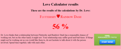 Size: 1346x542 | Tagged: safe, fluttershy, rainbow dash, female, flutterdash, lesbian, love calculator, shipping, text