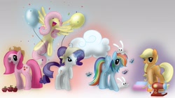 Size: 2267x1281 | Tagged: safe, artist:rainbowjune, derpibooru import, applejack, fluttershy, pinkie pie, rainbow dash, rarity, earth pony, pegasus, pony, unicorn, good end, pinkamena diane pie