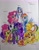 Size: 2331x2958 | Tagged: safe, artist:bozzerkazooers, derpibooru import, applejack, dj pon-3, fluttershy, pinkie pie, rainbow dash, rarity, spike, sunset shimmer, twilight sparkle, twilight sparkle (alicorn), vinyl scratch, alicorn, pony, unicorn, alicornified, mane seven, mane six, mane six opening poses, race swap, scene interpretation, shimmercorn, traditional art