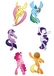 Size: 744x1052 | Tagged: safe, artist:kwartzkitten, derpibooru import, applejack, fluttershy, pinkie pie, rainbow dash, rarity, twilight sparkle, earth pony, pegasus, pony, unicorn, dancing