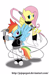 Size: 3252x4919 | Tagged: safe, artist:blustarpencil, fluttershy, rainbow dash, pegasus, pony, black star, rainblack star, soul eater, tsubaki nakatsukasa, tsubakishy