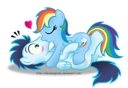 Size: 1280x888 | Tagged: safe, artist:aleximusprime, derpibooru import, rainbow dash, soarin', pegasus, pony, backwards cutie mark, female, kissing, male, old cutie mark, shipping, simple background, soarindash, straight, transparent background