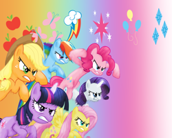 Size: 1280x1024 | Tagged: safe, artist:blackgryph0n, artist:joemasterpencil, artist:togekisspika35, derpibooru import, applejack, fluttershy, pinkie pie, rainbow dash, rarity, twilight sparkle, earth pony, pegasus, pony, unicorn, mane six, wallpaper