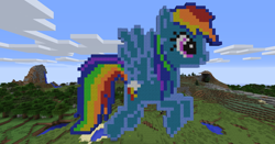 Size: 1200x628 | Tagged: safe, artist:zukram97, rainbow dash, pegasus, pony, cute, day, minecraft, minecraft pixel art, pixel art, solo, video game