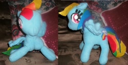 Size: 2949x1497 | Tagged: safe, artist:darkzephyrmoon, rainbow dash, irl, photo, plushie