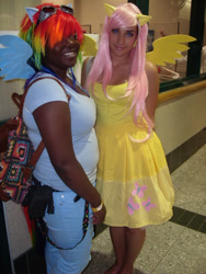 Size: 1024x1365 | Tagged: artist needed, safe, fluttershy, rainbow dash, human, cosplay, irl, irl human, photo