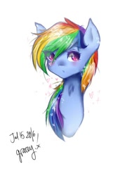 Size: 425x622 | Tagged: safe, artist:starlaclever, derpibooru import, rainbow dash, pegasus, pony, bust, portrait, simple background, solo